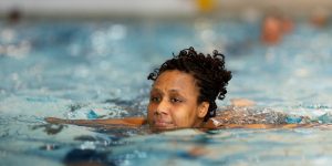 Woman swimming at North Solihull Sports Centre swimming pool