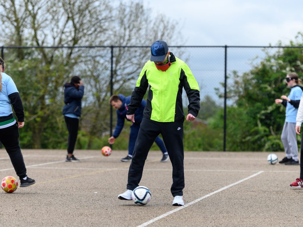 Visually impaired football session