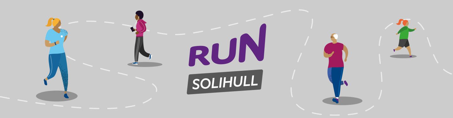 Run Solihull title banner, animation of people running