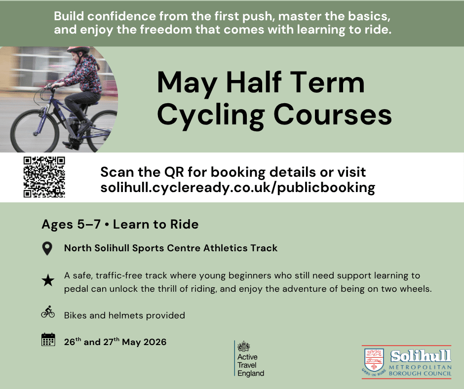 Sustainable Travel May Half Term Learn to Ride Course Poster 